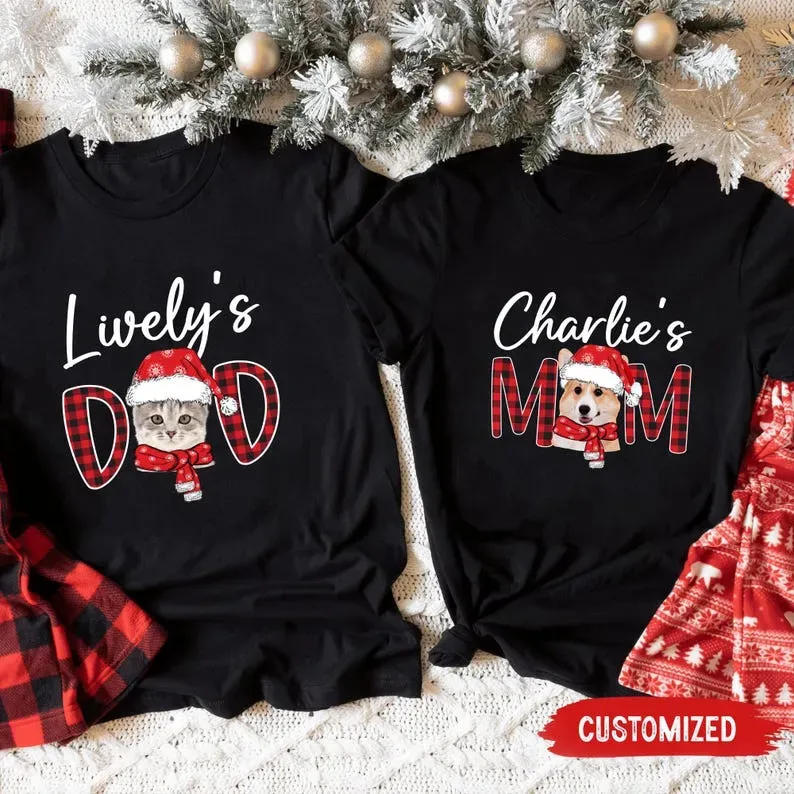カスタマイズされたペットの写真のクリスマス スタイル T シャツ、スウェットシャツ、パーカー - ペットを愛する家族へのクリスマス ギフト-welikecustom-MJ