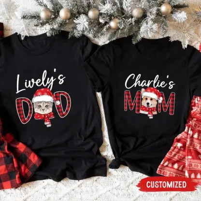 カスタマイズされたペットの写真のクリスマス スタイル T シャツ、スウェットシャツ、パーカー - ペットを愛する家族へのクリスマス ギフト-welikecustom-MJ