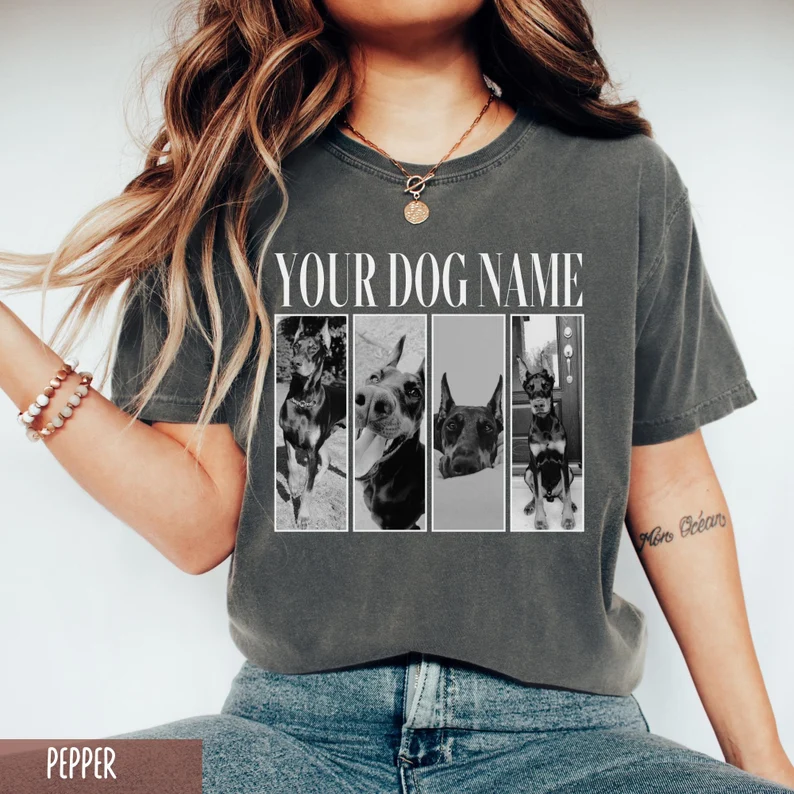 アンティークフレーム風 ペット写真カスタムTシャツ、スウェットシャツ、パーカー-welikecustom-MJ