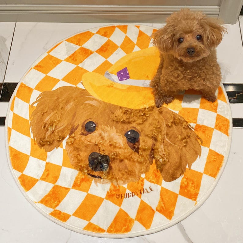 カスタムペット写真ラウンドラグホームデコレーション、パーソナライズされたペットメモリアルギフト-welikecustom-MJ