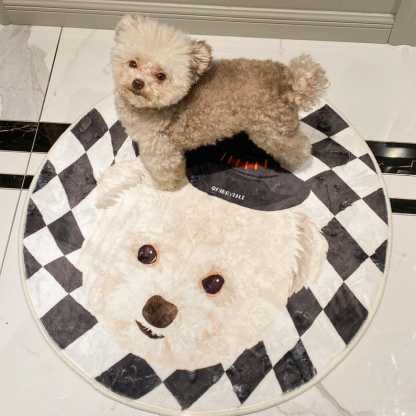 カスタムペット写真ラウンドラグホームデコレーション、パーソナライズされたペットメモリアルギフト-welikecustom-MJ