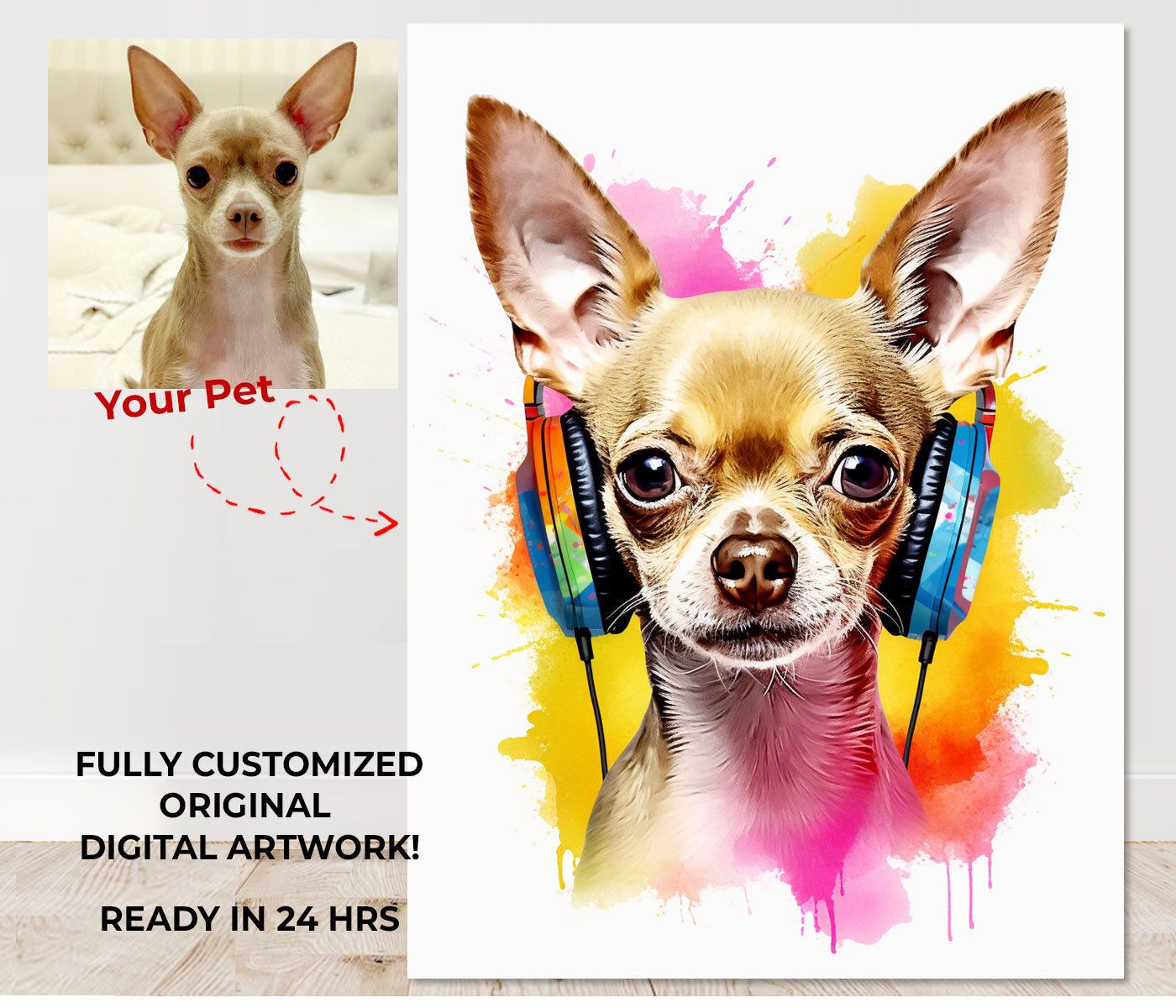 ペットの肖像画 あなたの写真からカスタムペットの肖像画、ポップアート、犬、猫
