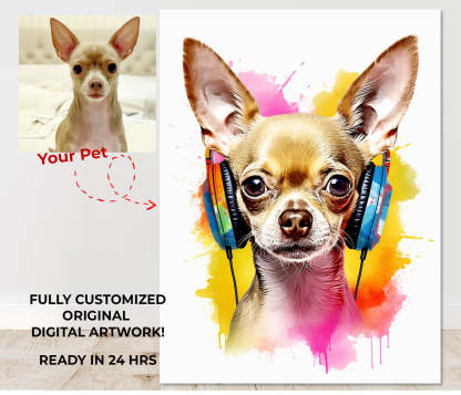グラフィティドッグアート、写真からカスタムペットの肖像画、ポップアート-welikecustom-MJ
