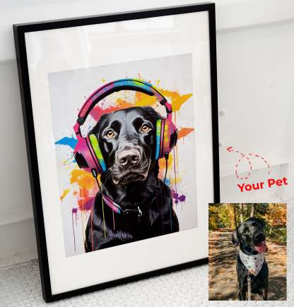 グラフィティドッグアート、写真からカスタムペットの肖像画、ポップアート-welikecustom-MJ