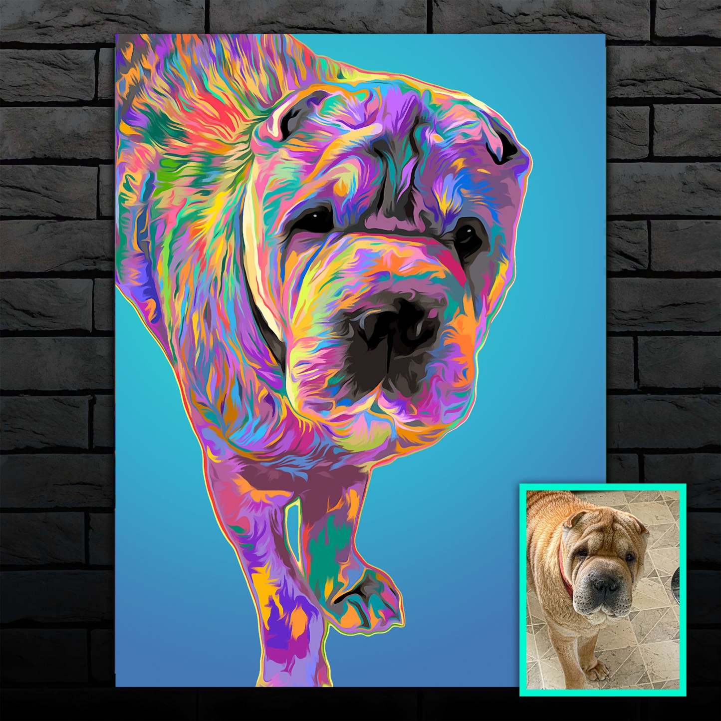 ペット　犬　絵　油彩画肖像画　カスタマイズ チワックス犬の絵】思い出のシーンを振り返れる場面設定にも