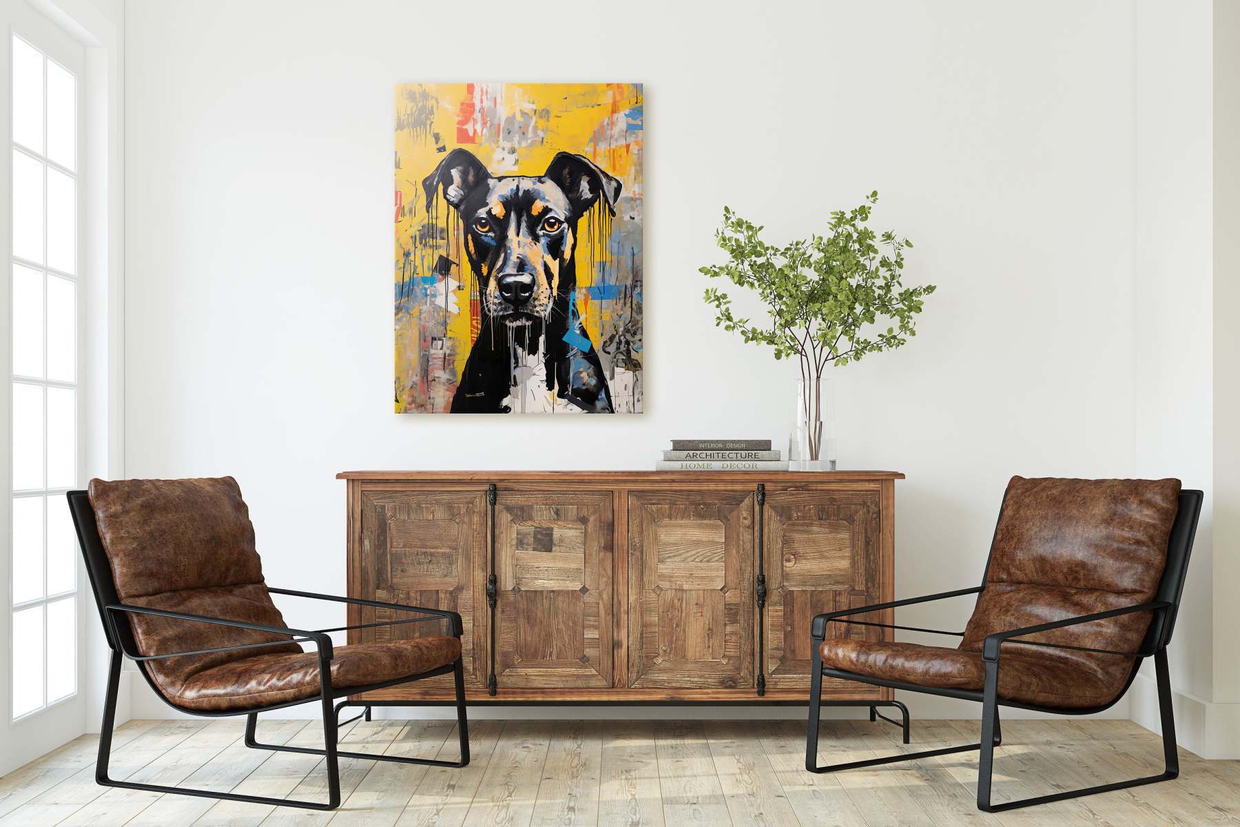 黒と茶色のペットグラフィティポップアートはキャンバスをロールバックしました-welikecustom-MJ