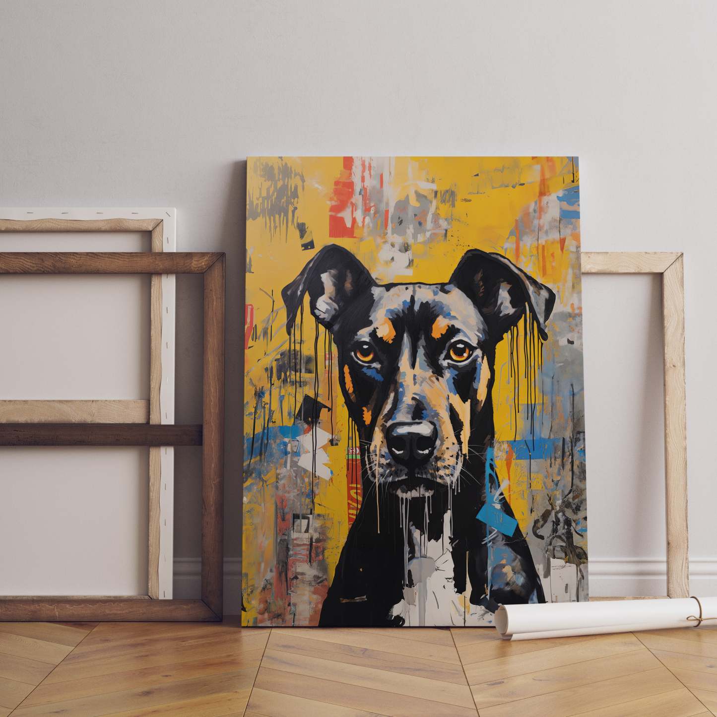 黒と茶色のペットグラフィティポップアートはキャンバスをロールバックしました-welikecustom-MJ