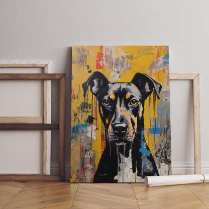 黒と茶色のペットグラフィティポップアートはキャンバスをロールバックしました-welikecustom-MJ