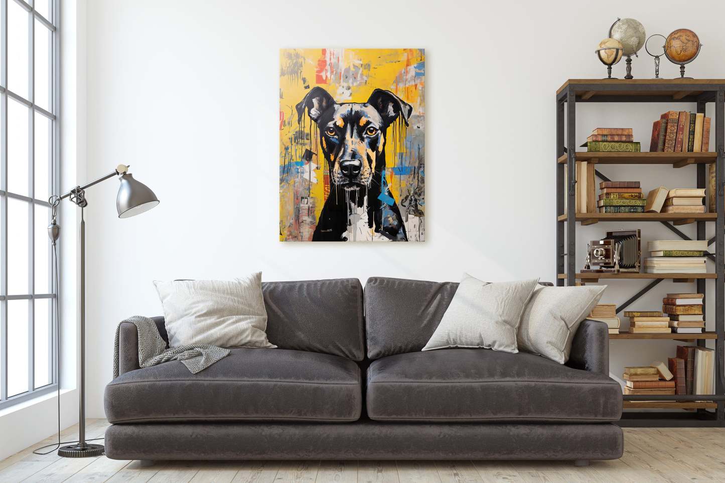 黒と茶色のペットグラフィティポップアートはキャンバスをロールバックしました-welikecustom-MJ