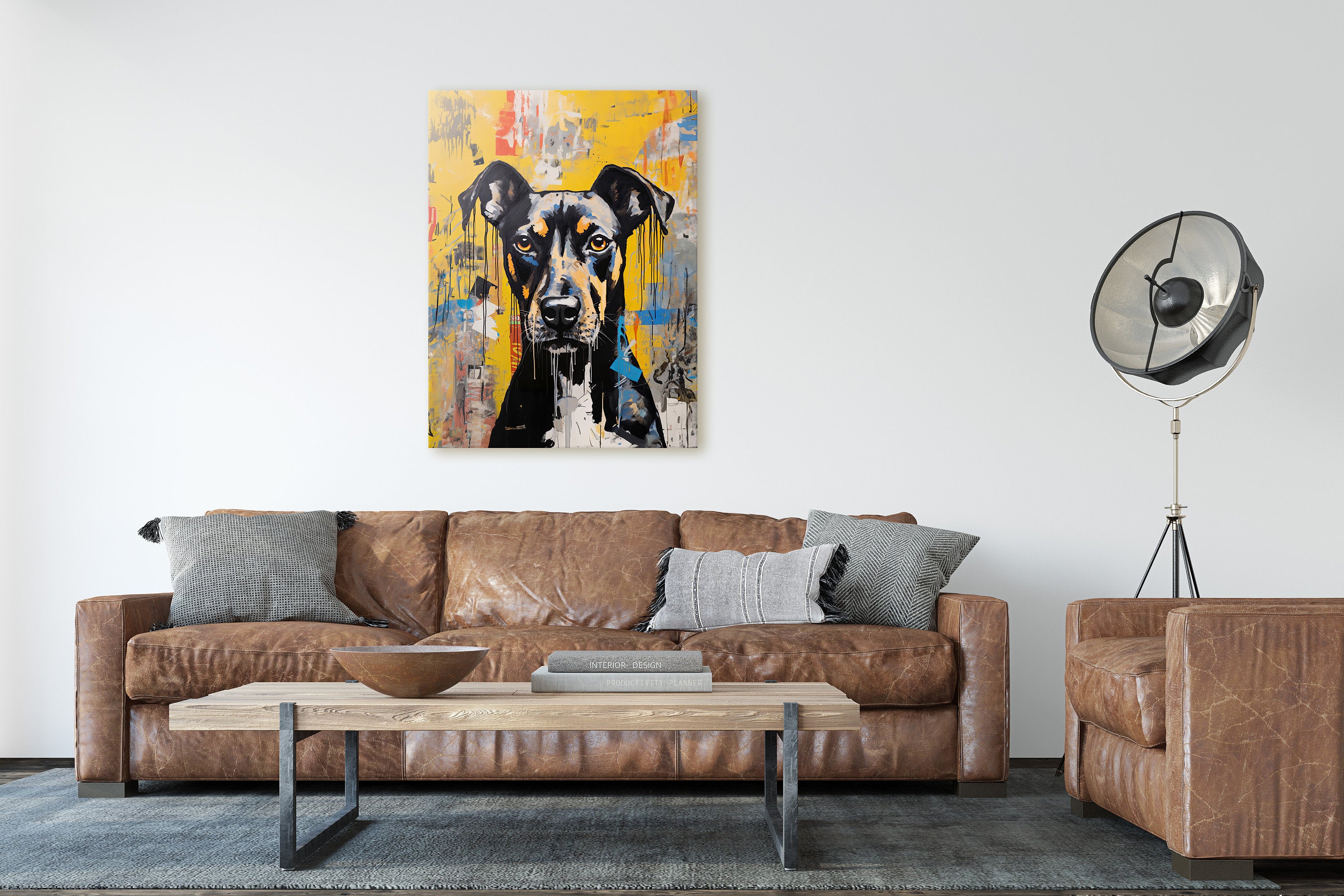 黒と茶色のペットグラフィティポップアートはキャンバスをロールバックしました-welikecustom-MJ