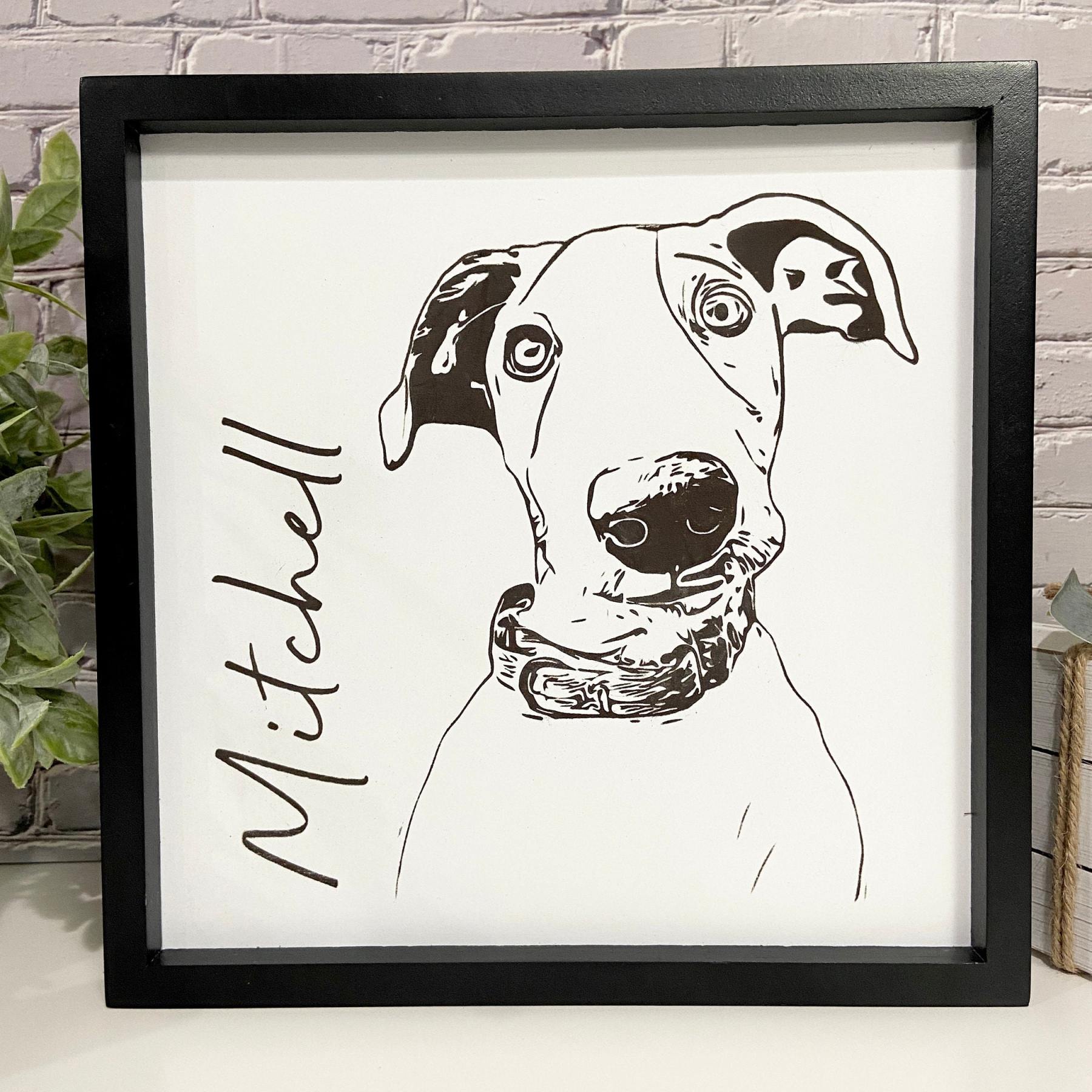 （フレームなし）モノクロ彫刻風 ペットポートレート｜写真から作る高級感あるペット似顔絵アート-welikecustom-MJ