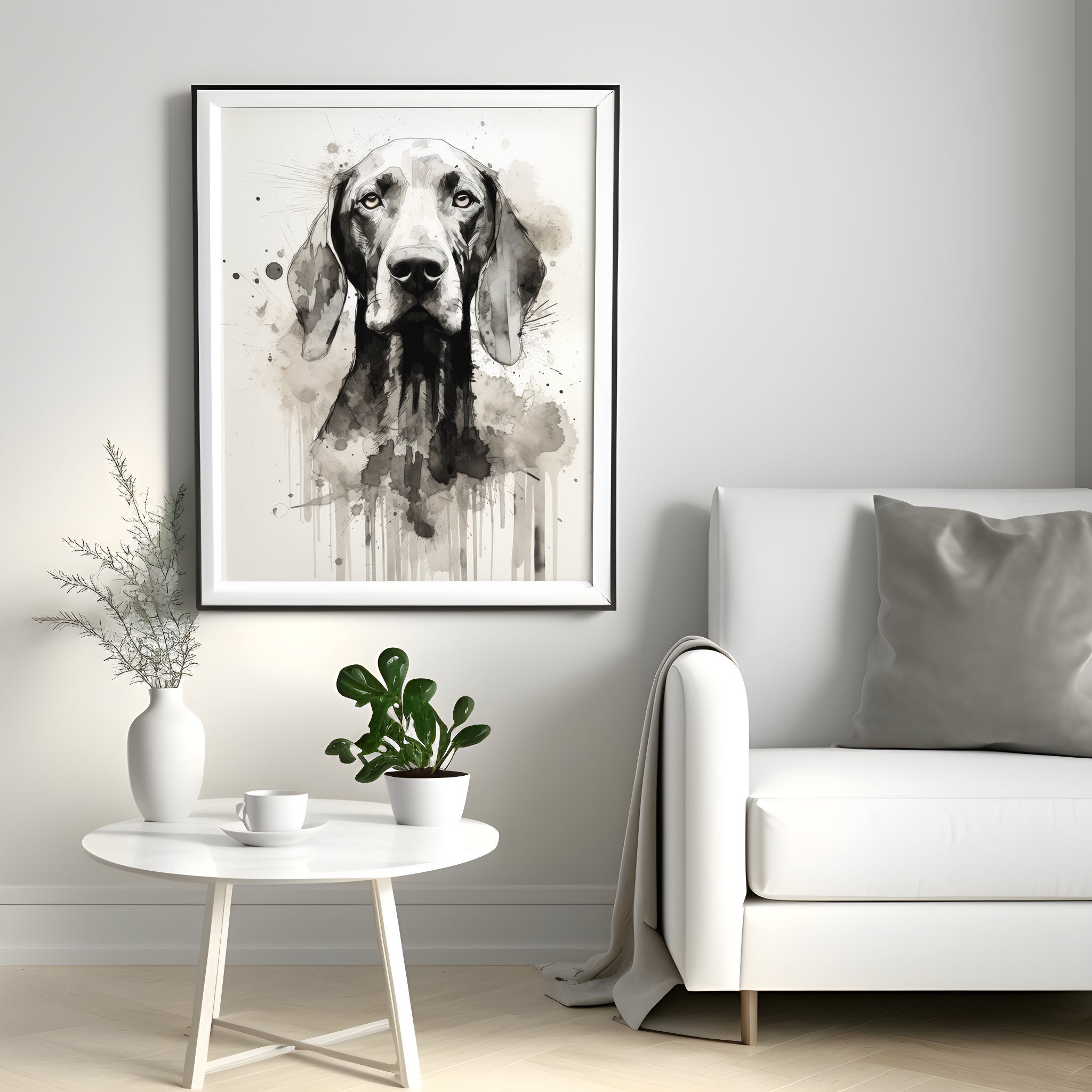 モノクロ水彩画風 ペット肖像画-welikecustom-MJ