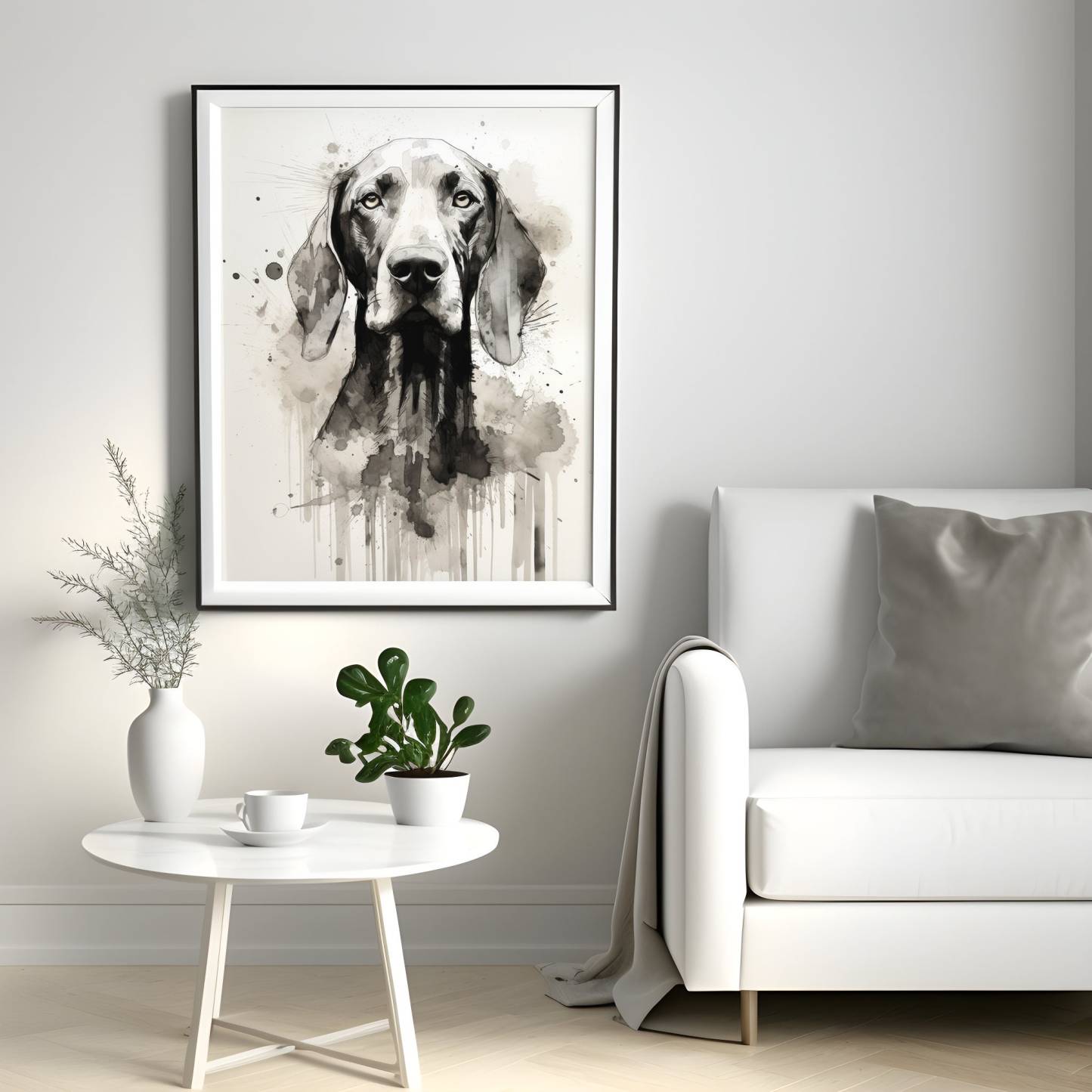 モノクロ水彩画風 ペット肖像画-welikecustom-MJ