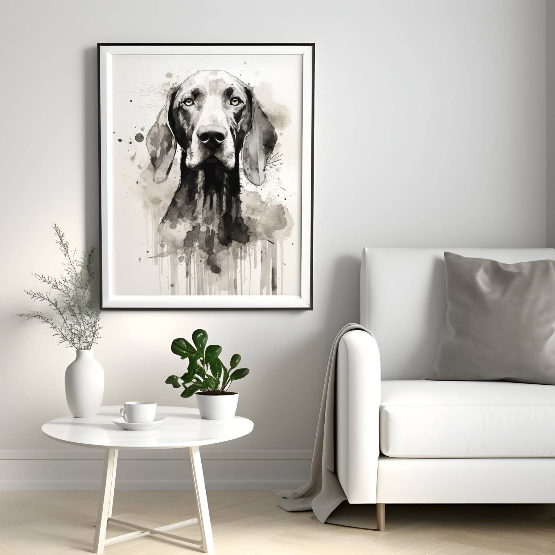 モノクロ水彩画風 ペット肖像画-welikecustom-MJ