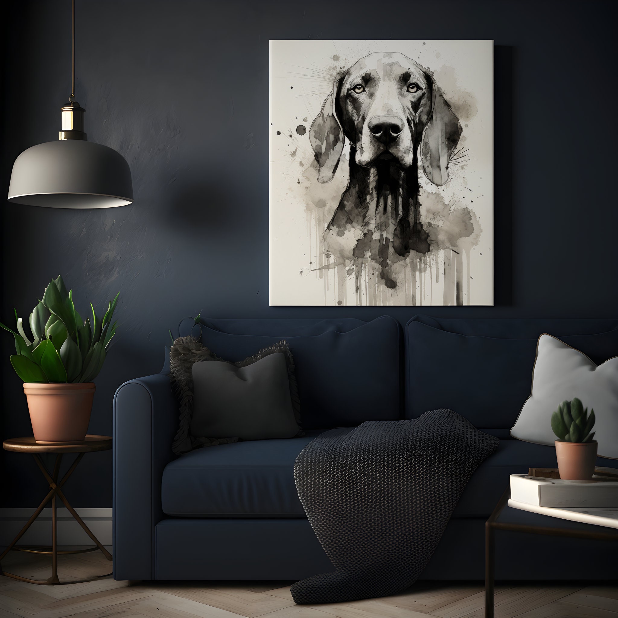 モノクロ水彩画風 ペット肖像画-welikecustom-MJ