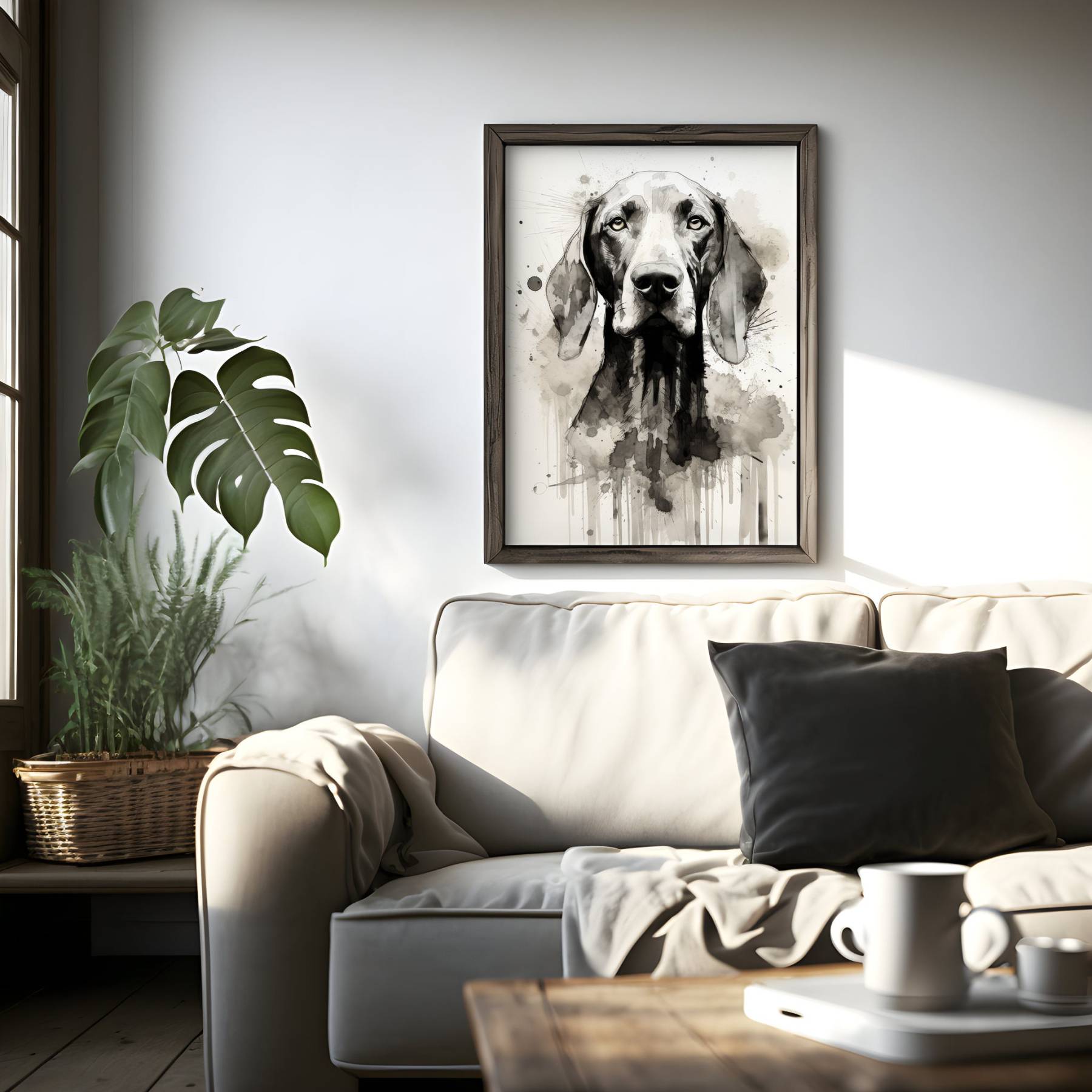 モノクロ水彩画風 ペット肖像画-welikecustom-MJ