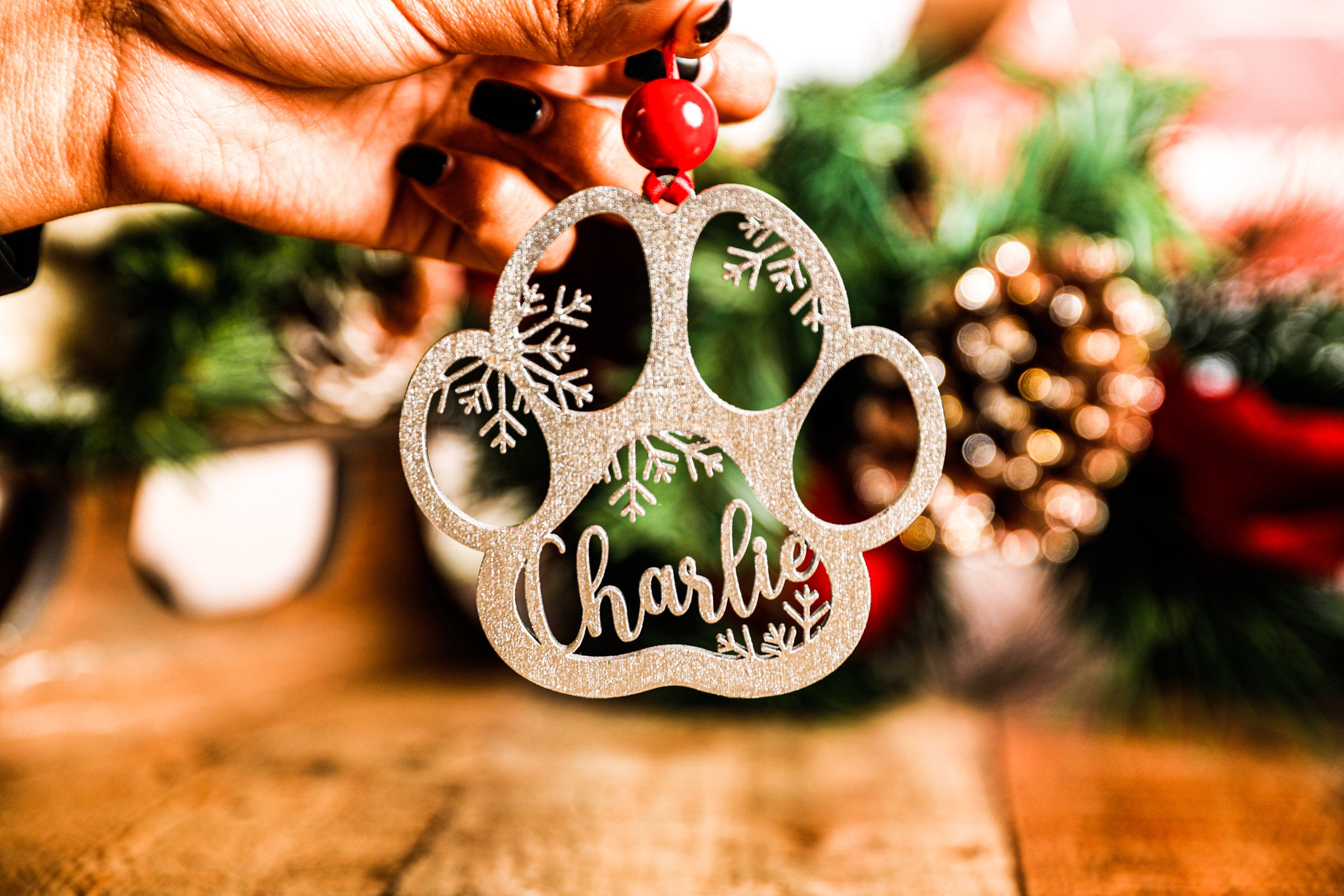 カスタムペットの名前の足の形の木製飾り-welikecustom-MJ