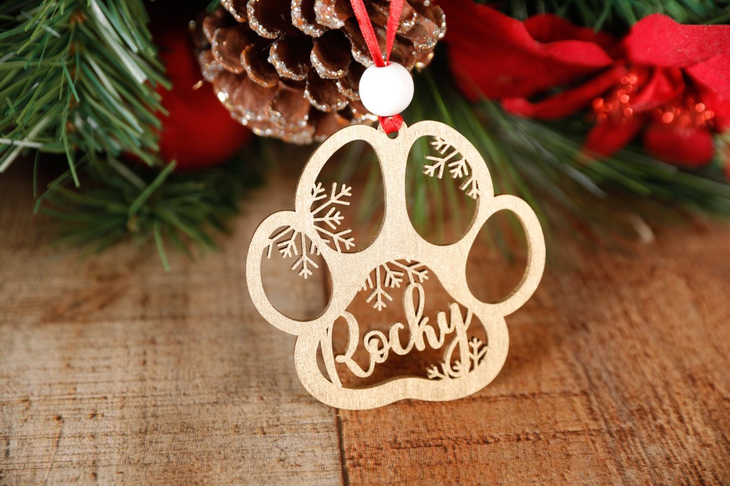 カスタムペットの名前の足の形の木製飾り-welikecustom-MJ