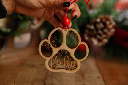 カスタムペットの名前の足の形の木製飾り-welikecustom-MJ