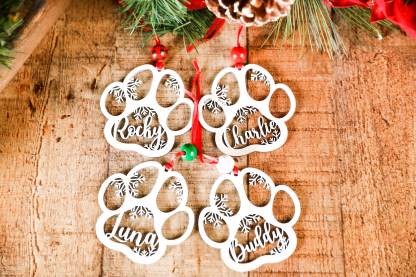 カスタムペットの名前の足の形の木製飾り-welikecustom-MJ