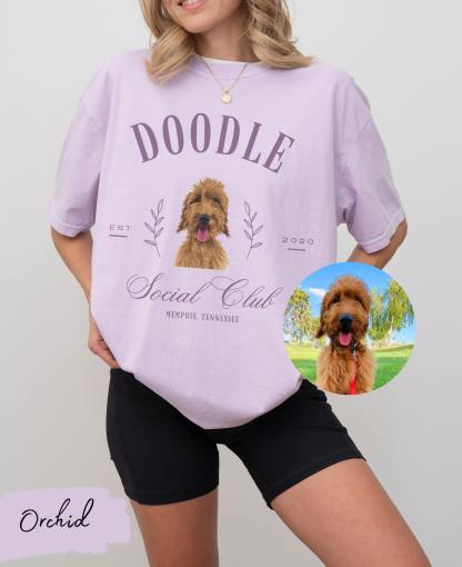 春の手書きイラスト風 ペット写真カスタムTシャツ、スウェット、パーカー-welikecustom-MJ