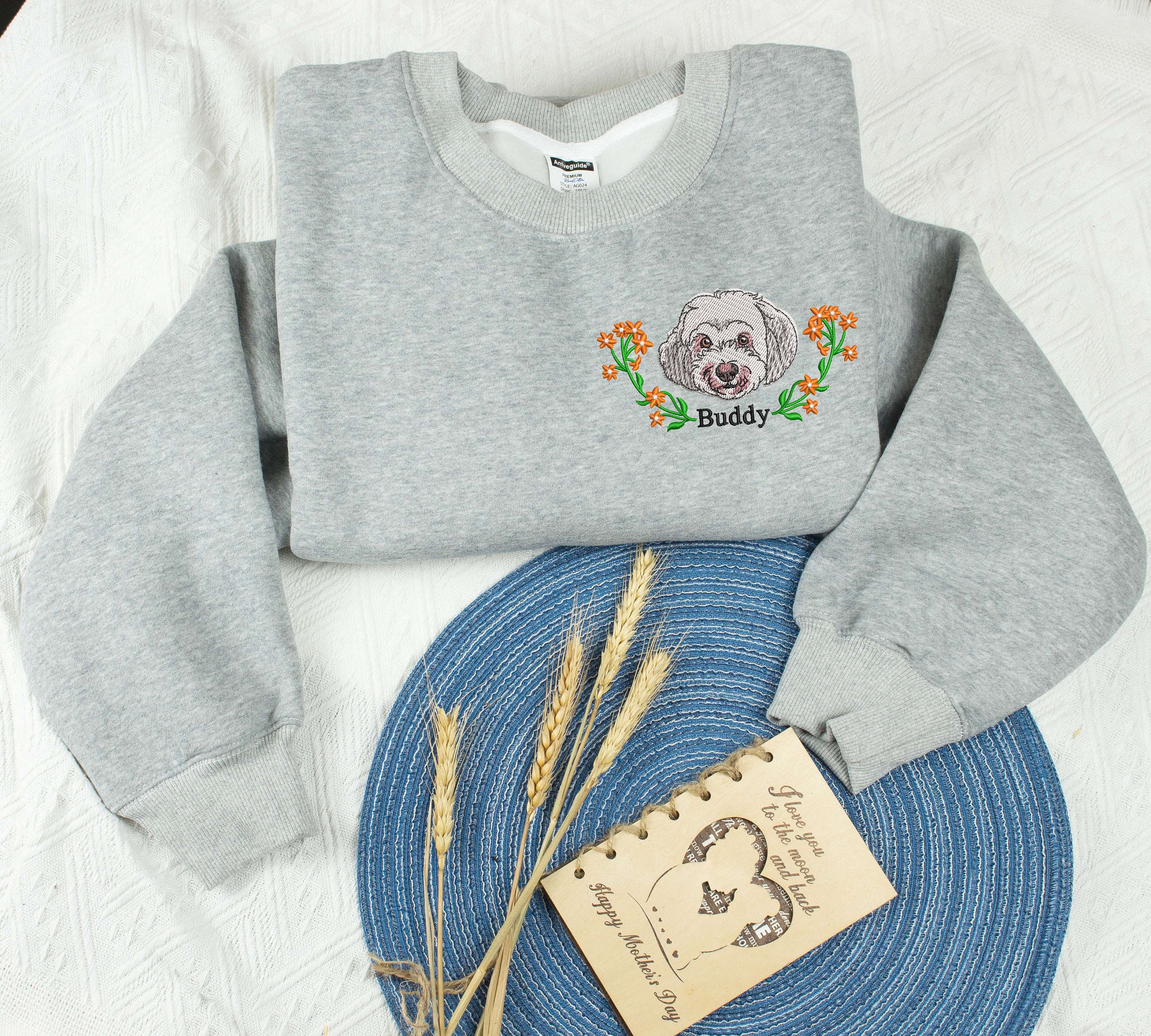 漫画風花輪コレクション カスタムペット写真刺繍Tシャツ、スウェットシャツ、パーカー-welikecustom-MJ