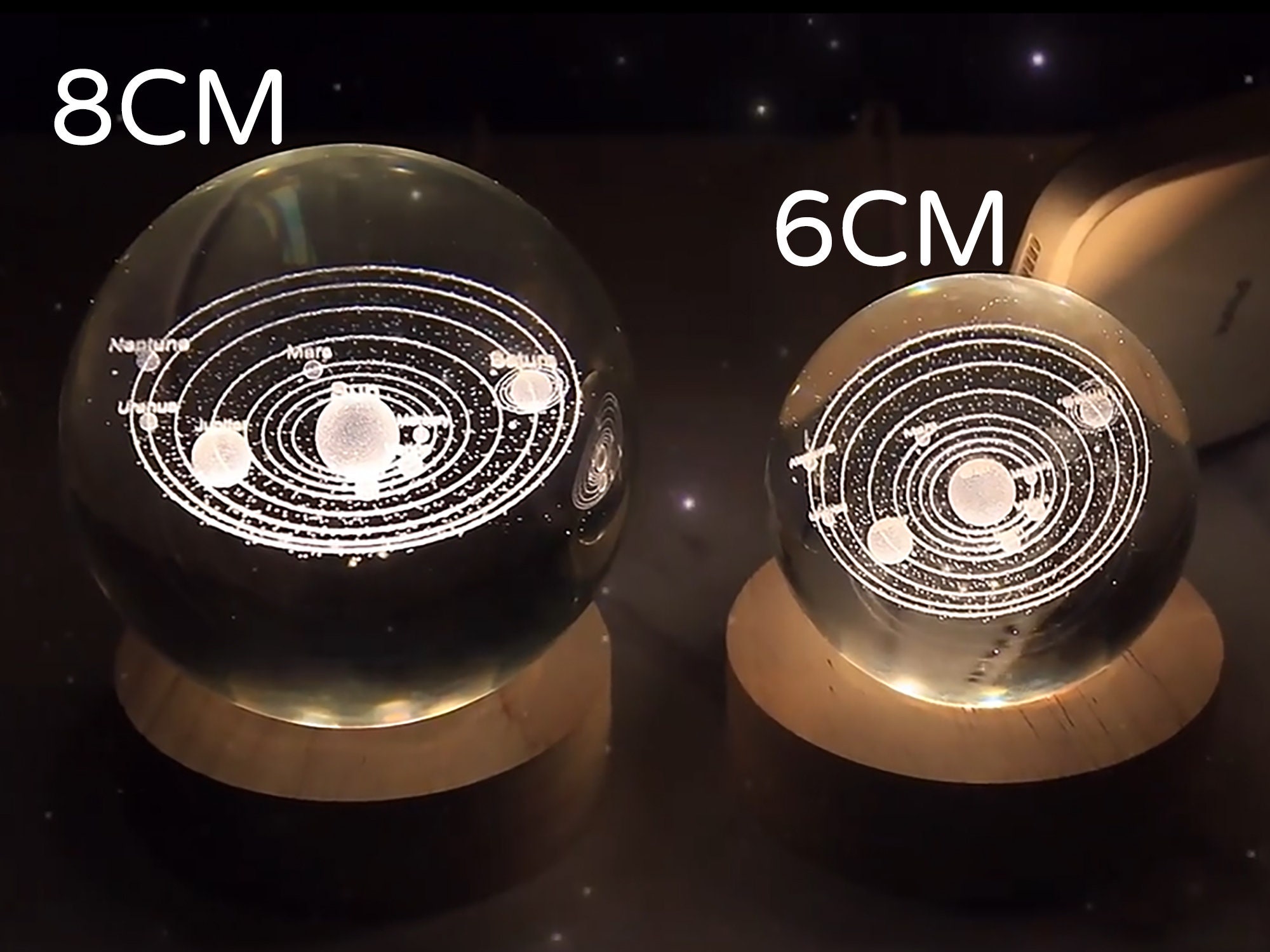 カスタムペット写真用のクリスタルボールナイトライト