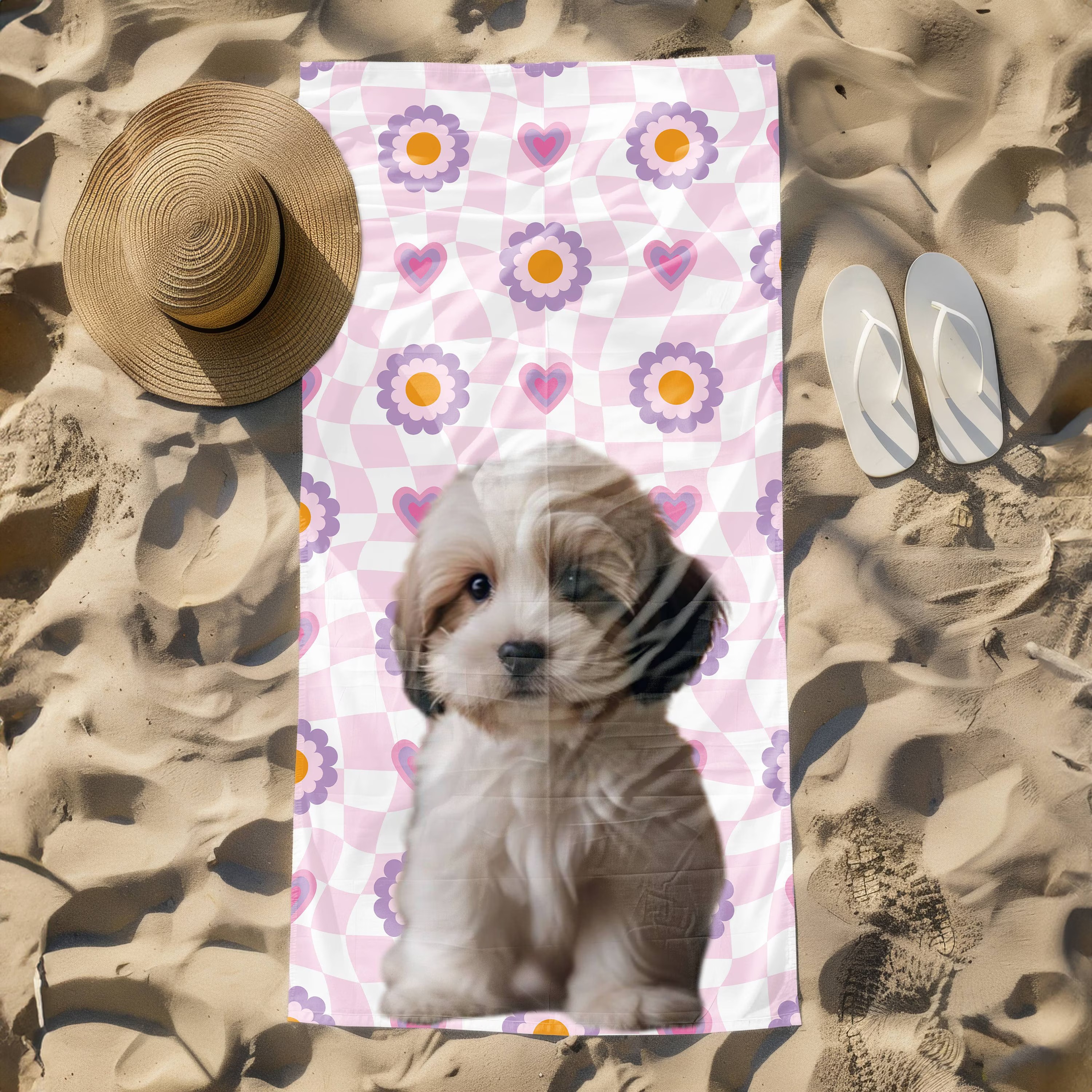 「デイジーを愛して」フォトカスタム ビーチタオル-welikecustom-MJ