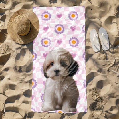 「デイジーを愛して」フォトカスタム ビーチタオル-welikecustom-MJ