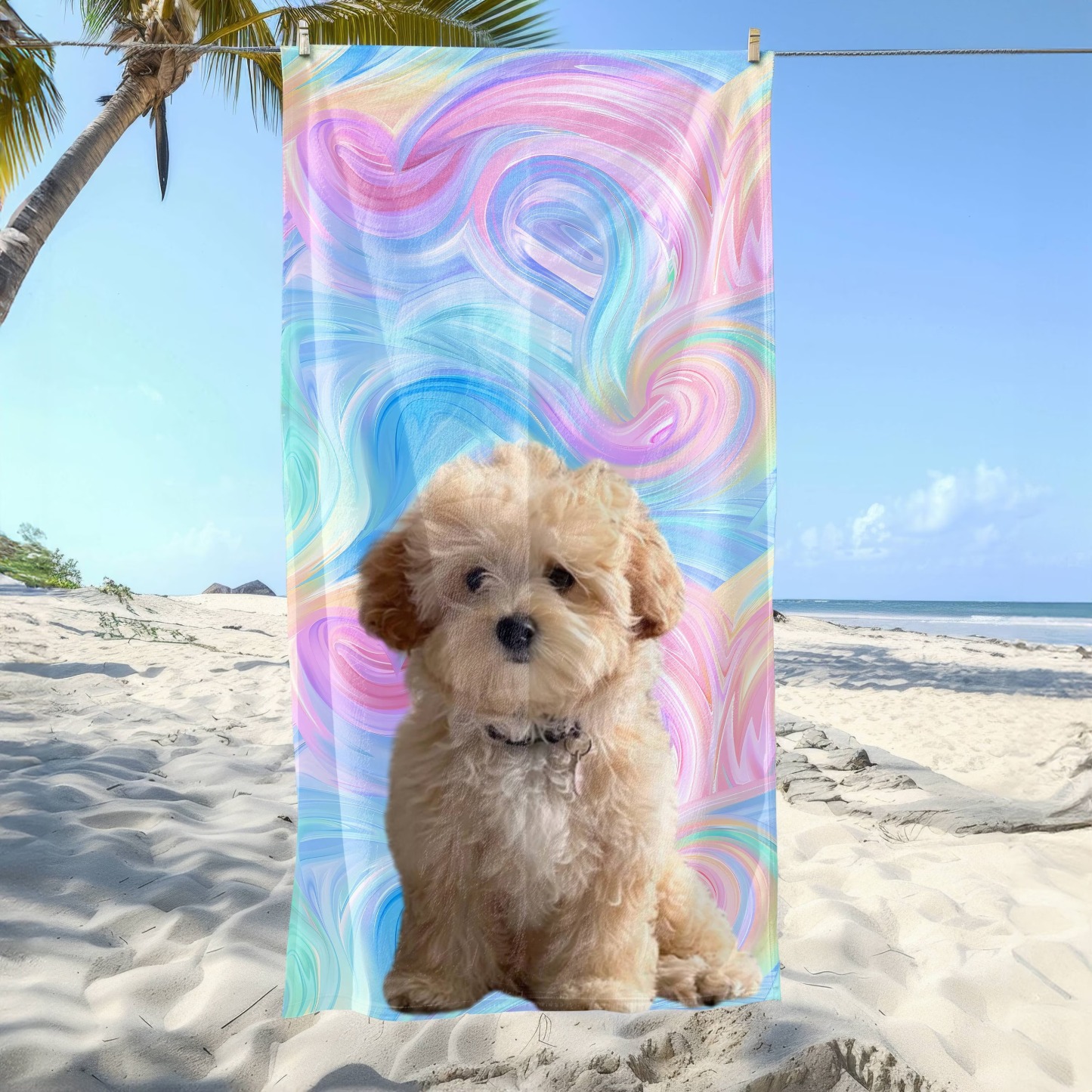 「虹の渦」フォトカスタム ビーチタオル-welikecustom-MJ