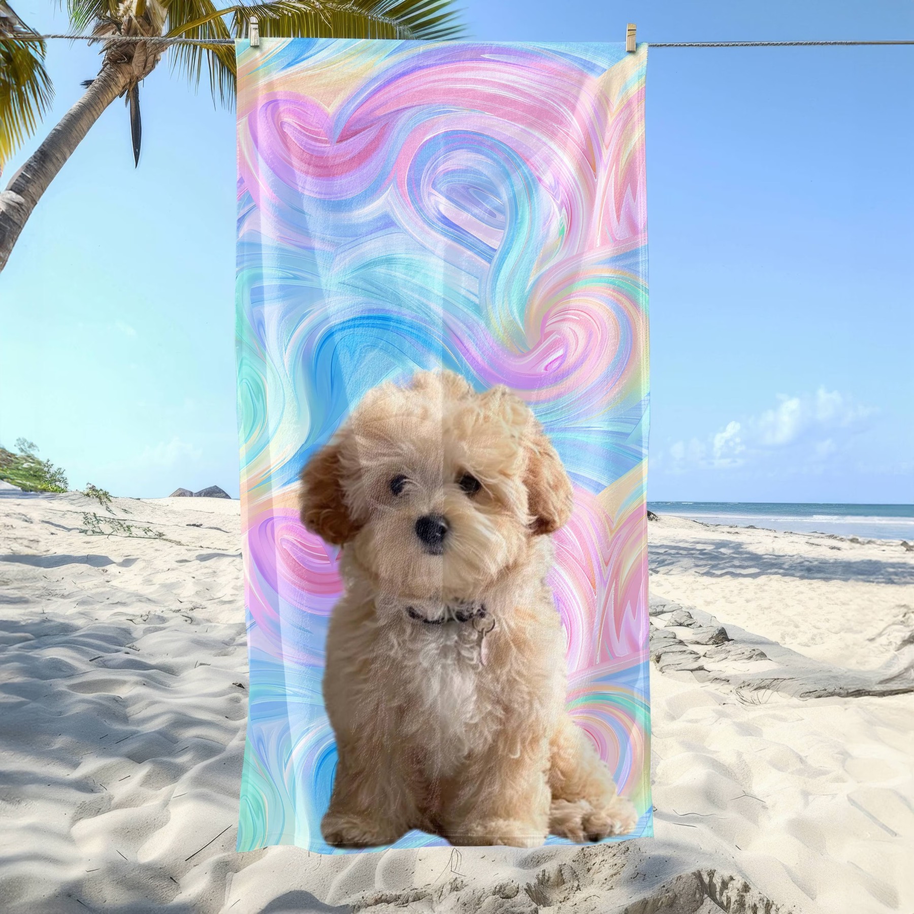 「虹の渦」フォトカスタム ビーチタオル-welikecustom-MJ