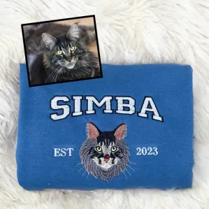 ペット刺繍 写実風ペットの肖像画が入ったカスタム刺繍スウェットシャツ