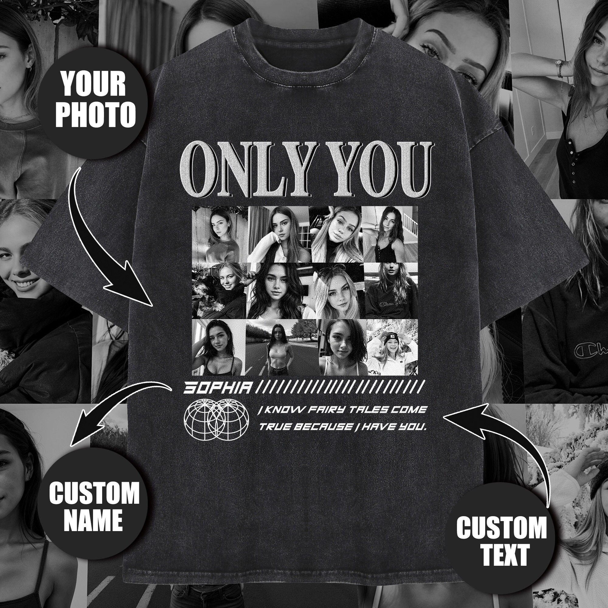 「ONLY YOU」ヴィンテージカスタムペット写真半袖-welikecustom-MJ