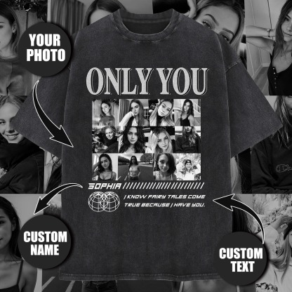 「ONLY YOU」ヴィンテージカスタムペット写真半袖-welikecustom-MJ