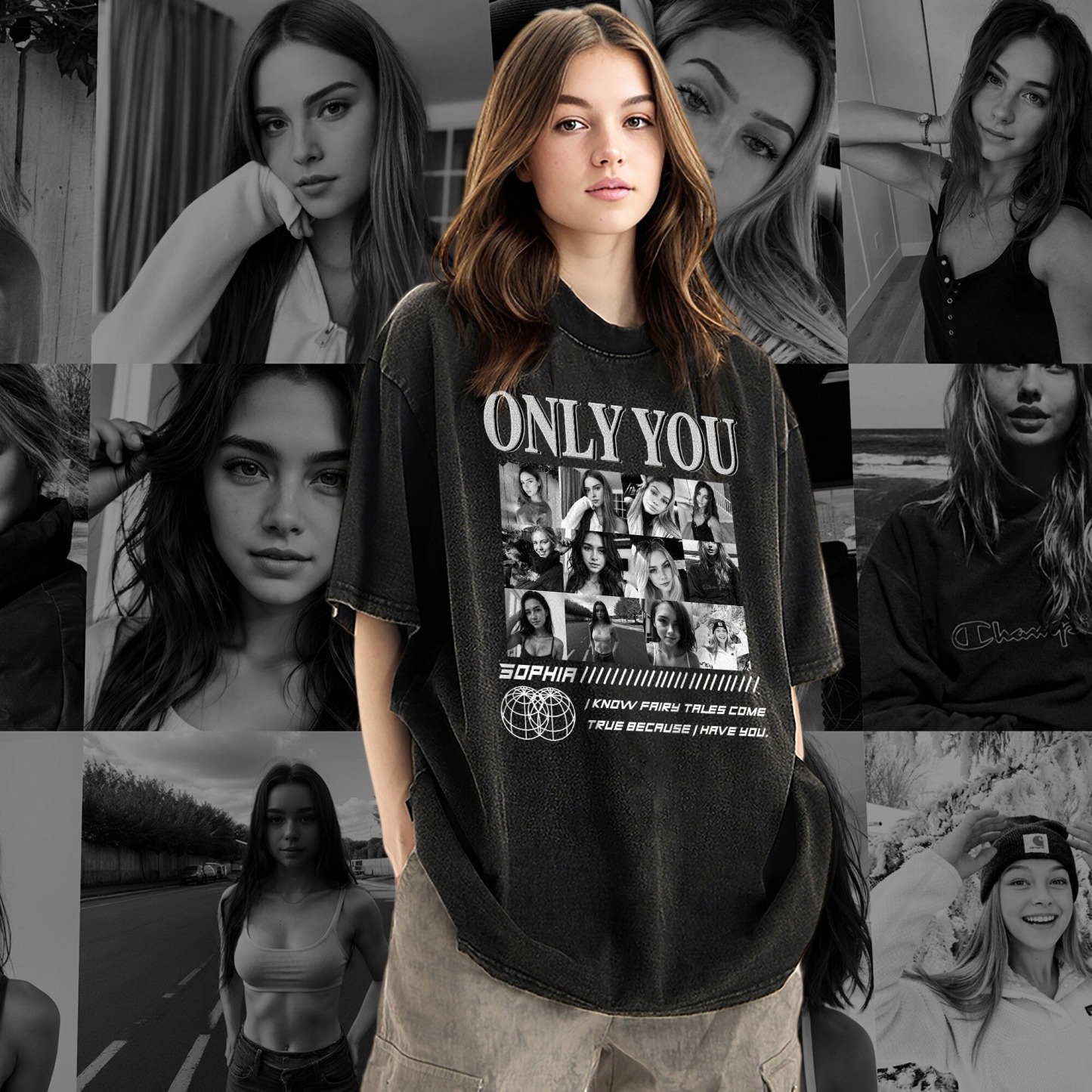 「ONLY YOU」ヴィンテージカスタムペット写真半袖-welikecustom-MJ