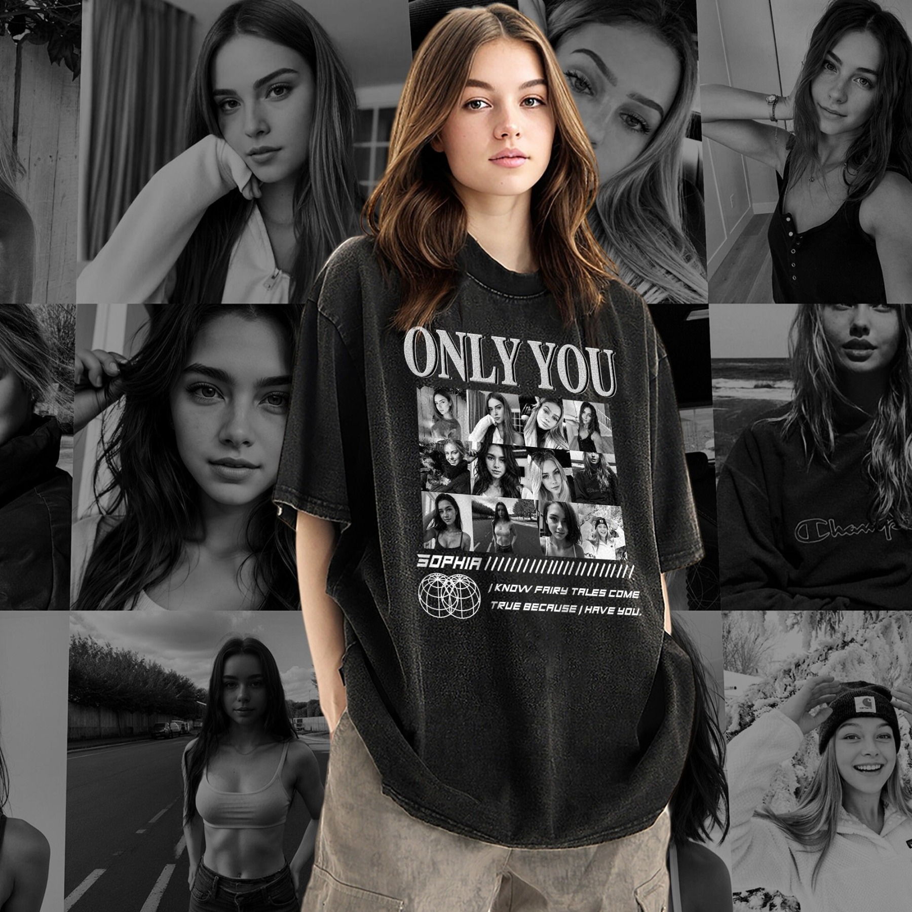 「ONLY YOU」ヴィンテージカスタムペット写真半袖-welikecustom-MJ