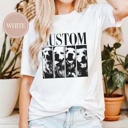 アンティークフレーム風 ペット写真カスタムTシャツ、スウェットシャツ、パーカー-welikecustom-MJ