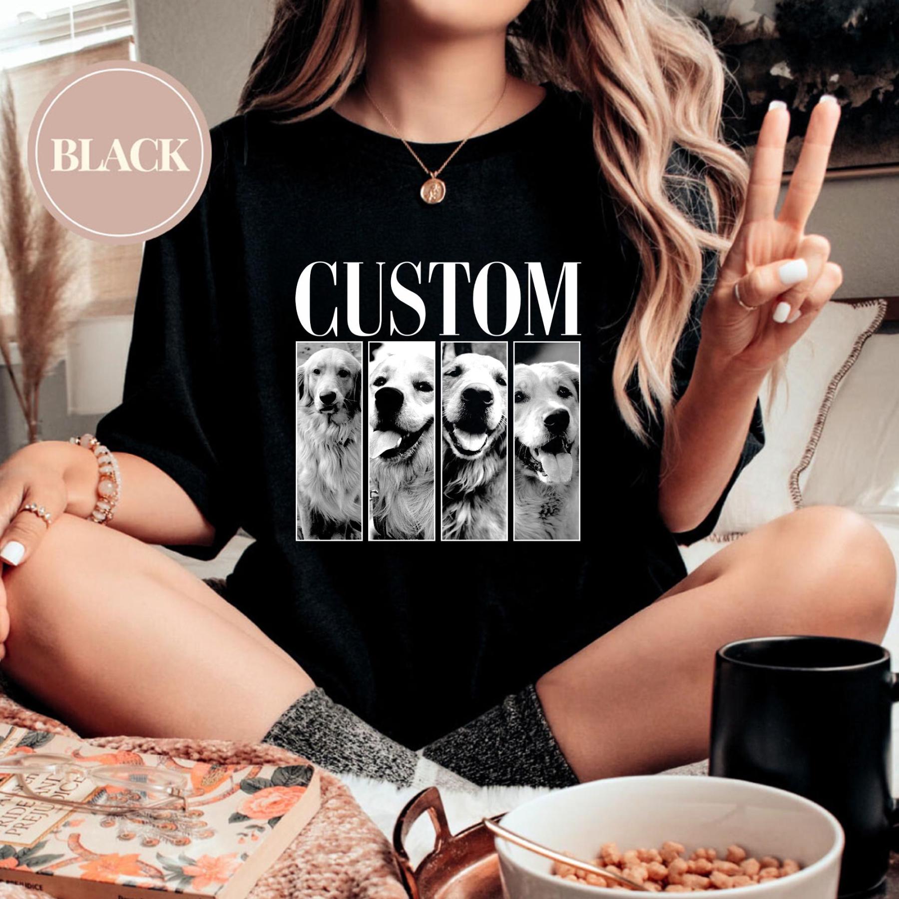 アンティークフレーム風 ペット写真カスタムTシャツ、スウェットシャツ、パーカー-welikecustom-MJ