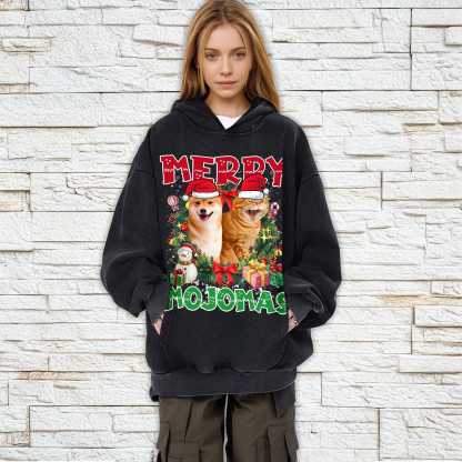 カスタム ペットの写真クリスマス リース ヴィンテージ スタイル T シャツ、スウェットシャツ、パーカー-welikecustom-MJ