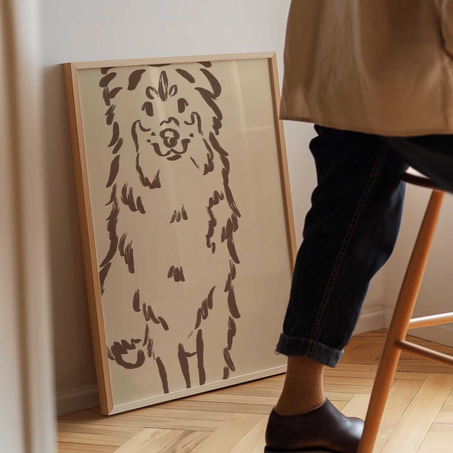 （フレームレス）抽象スタイル シンプル線画｜写真から作るペットポートレートアート-welikecustom-MJ