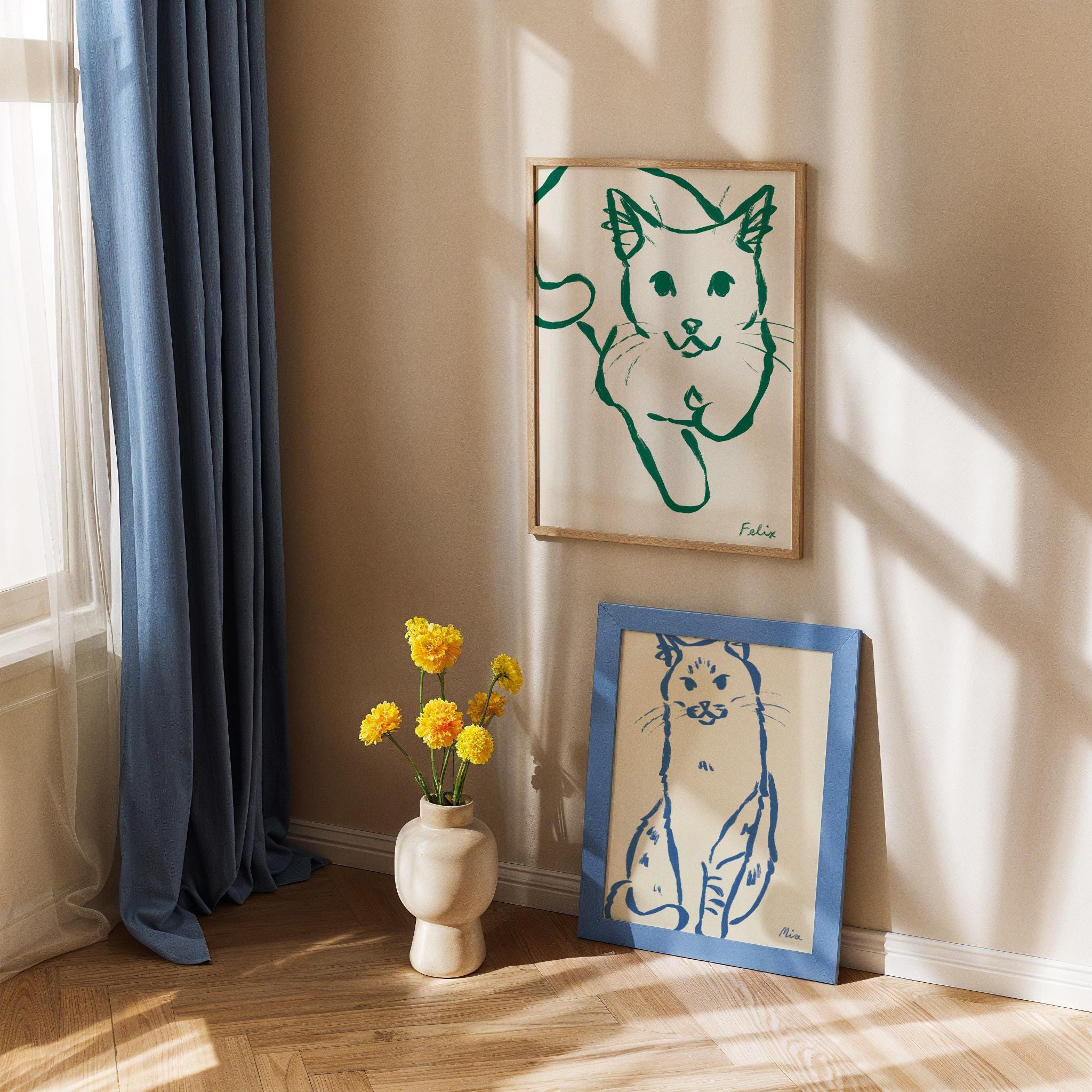 （フレームレス）抽象スタイル シンプル線画｜写真から作るペットポートレートアート-welikecustom-MJ