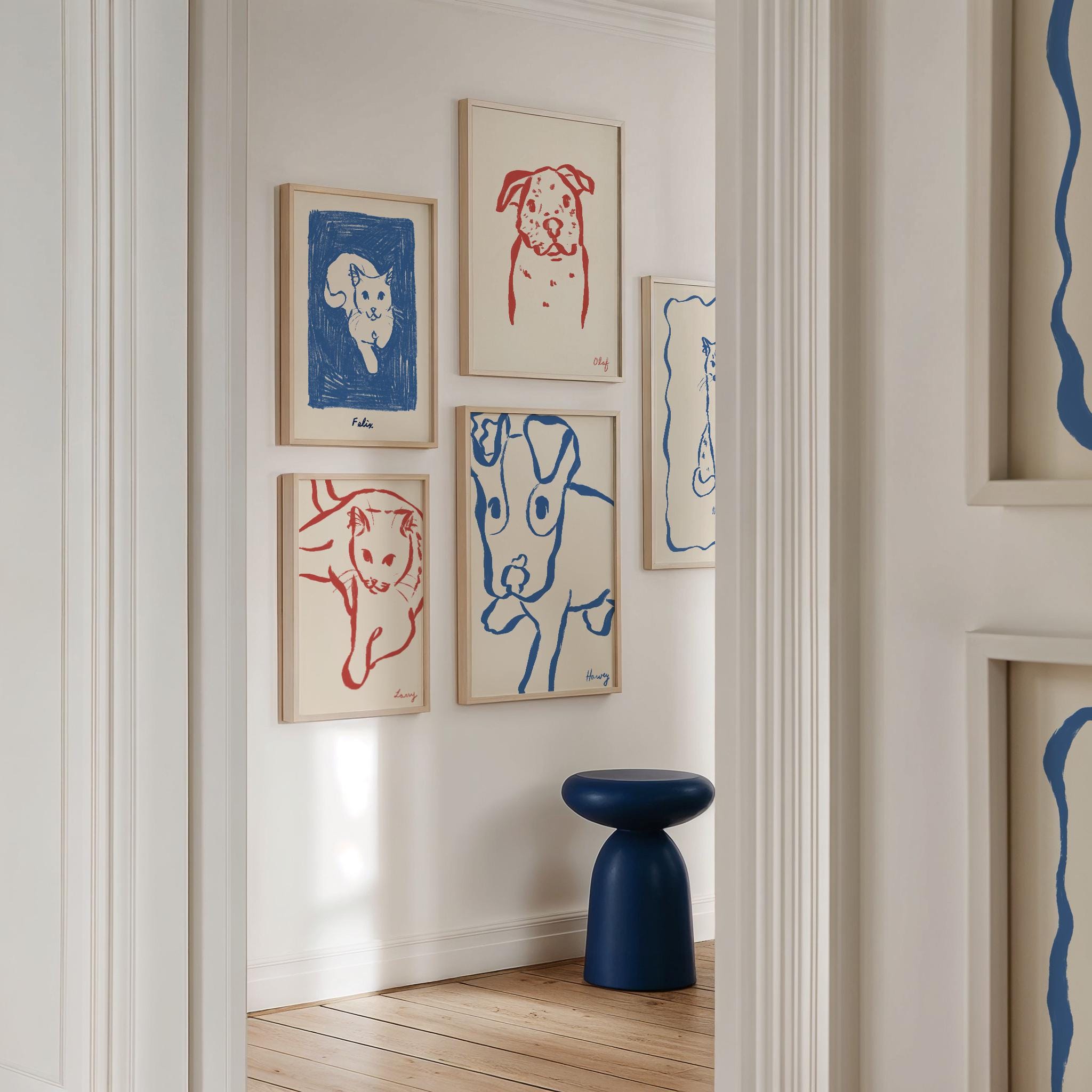 （フレームレス）抽象スタイル シンプル線画｜写真から作るペットポートレートアート-welikecustom-MJ