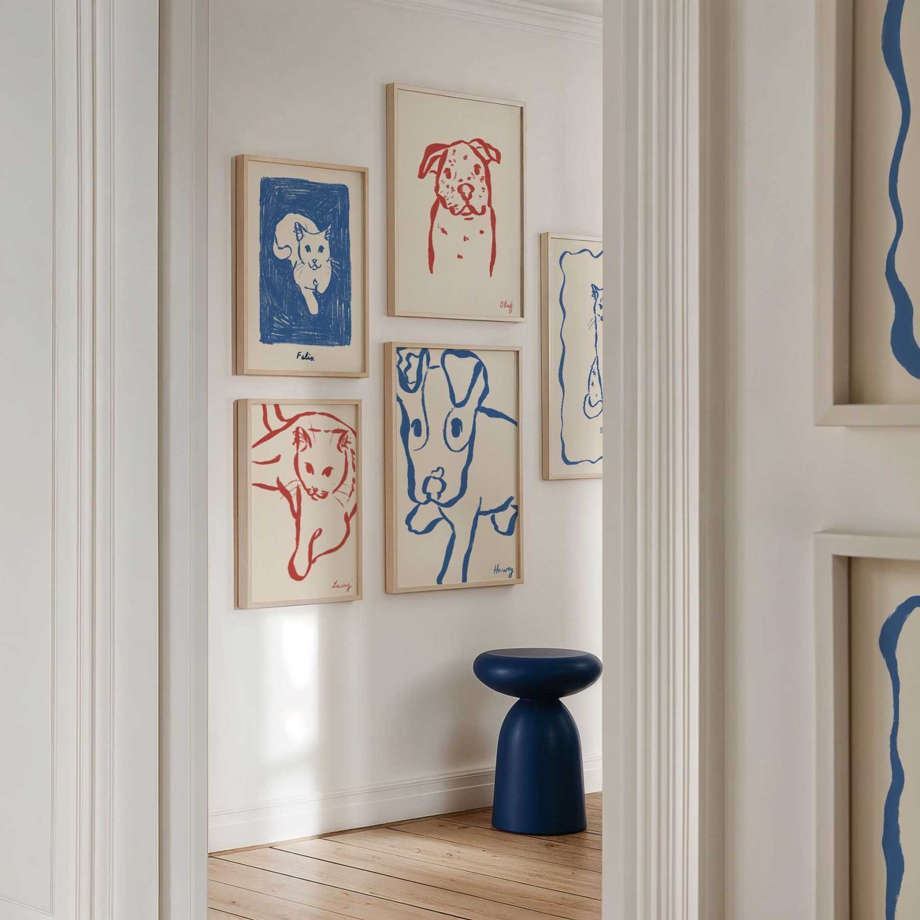 （フレームレス）抽象スタイル シンプル線画｜写真から作るペットポートレートアート-welikecustom-MJ