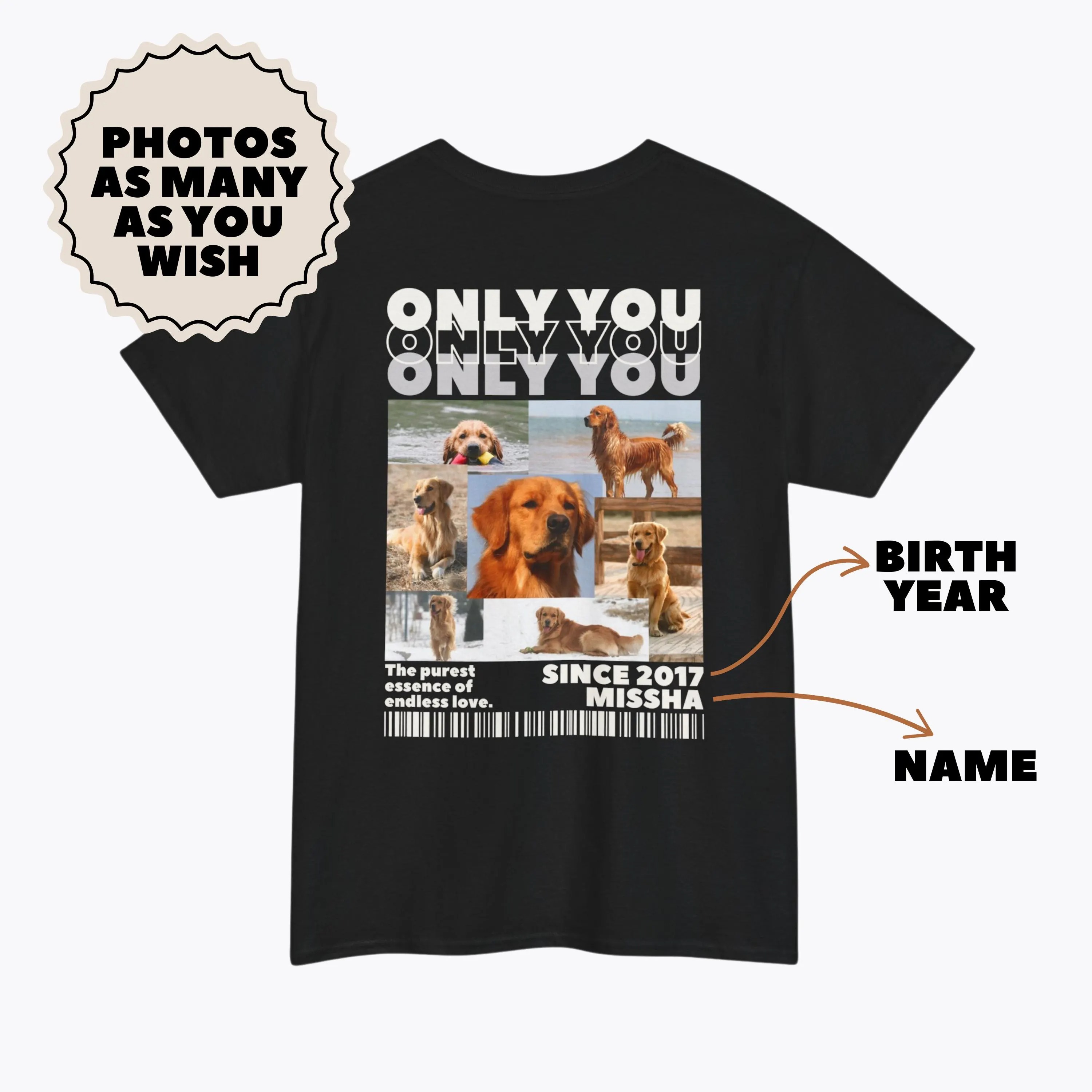 「ONLY YOU」カスタムペット写真レトロトレンディ半袖-welikecustom-MJ