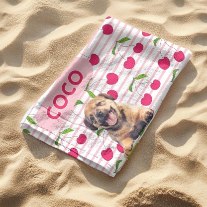 「チェリー」フォトカスタム ビーチタオル-welikecustom-MJ