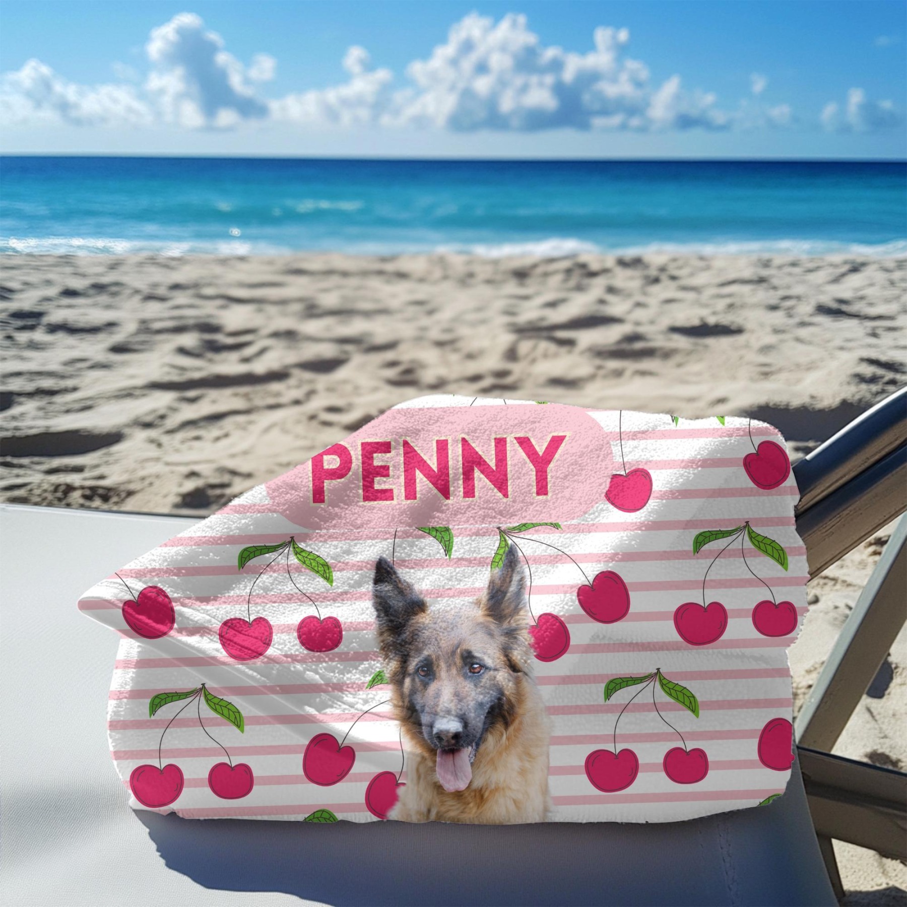 「チェリー」フォトカスタム ビーチタオル-welikecustom-MJ