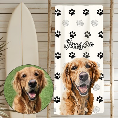 「足跡」フォトカスタム ビーチタオル-welikecustom-MJ