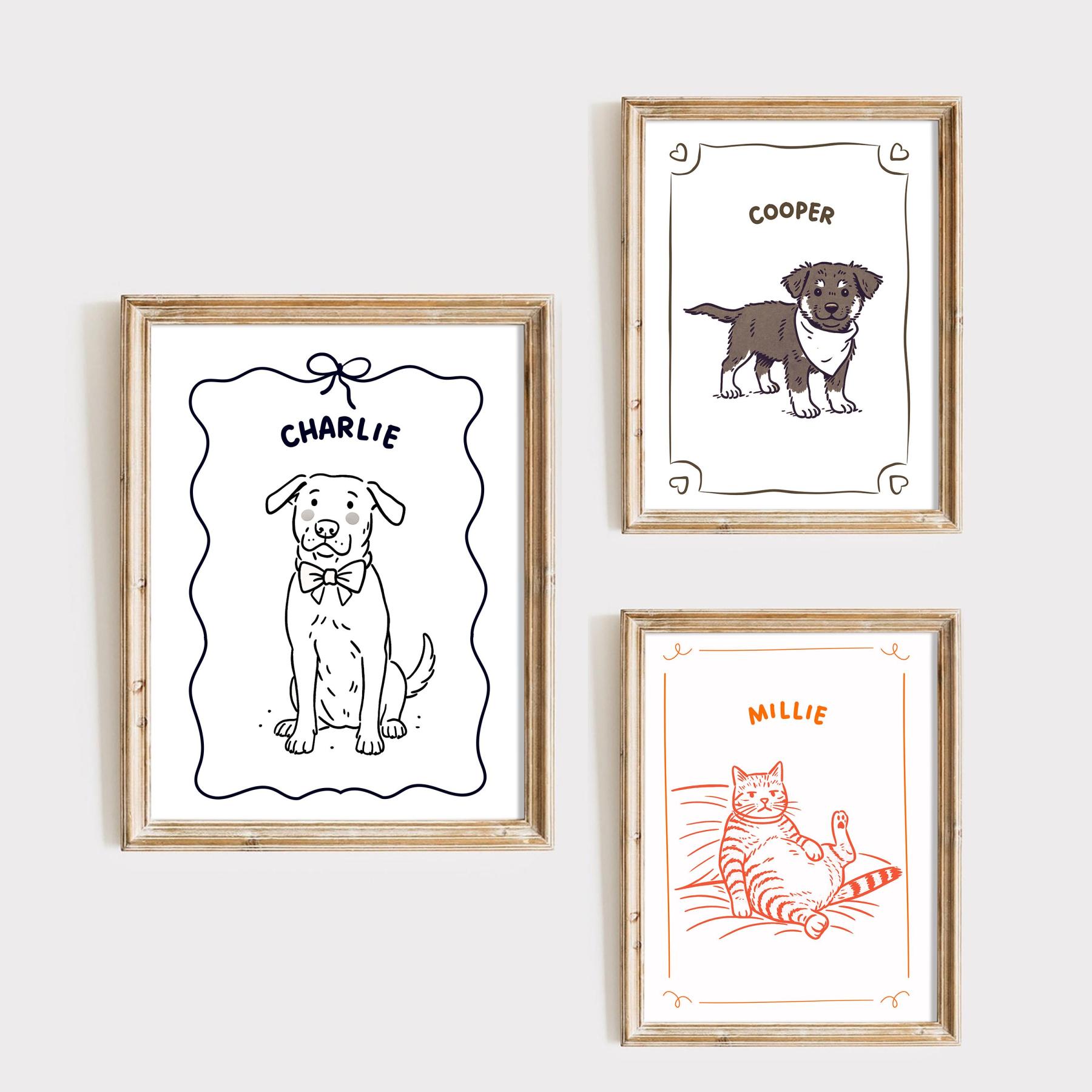 シンプルライン調 ペットキャンバスアート-welikecustom-MJ