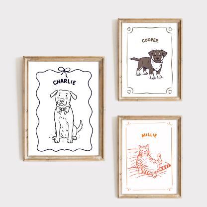 シンプルライン調 ペットキャンバスアート-welikecustom-MJ