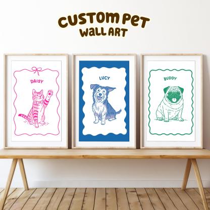 シンプルライン調 ペットキャンバスアート-welikecustom-MJ